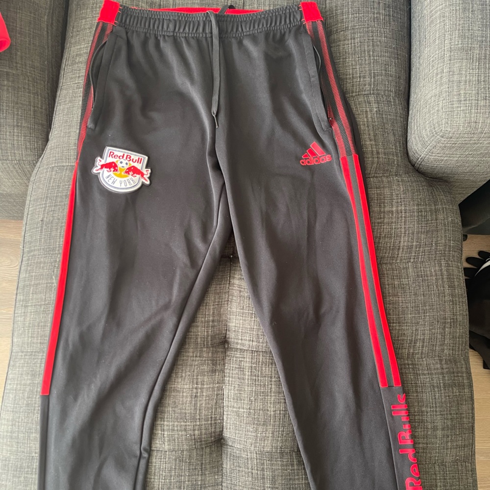 Adidas x NY Red Bulls Black and Red Track Pants
